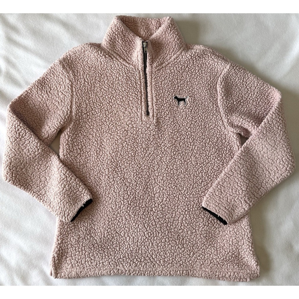 Victoria's Secret PINK Sherpa Quarter Zip Pullover Pink Fleece Women's Size S